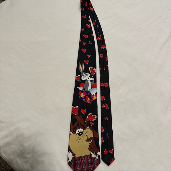 Looney Tunes Mania TAZ 1995 Vintage Necktie Tasmanian Devil Valentines Day Bugs - Picture 7 of 10